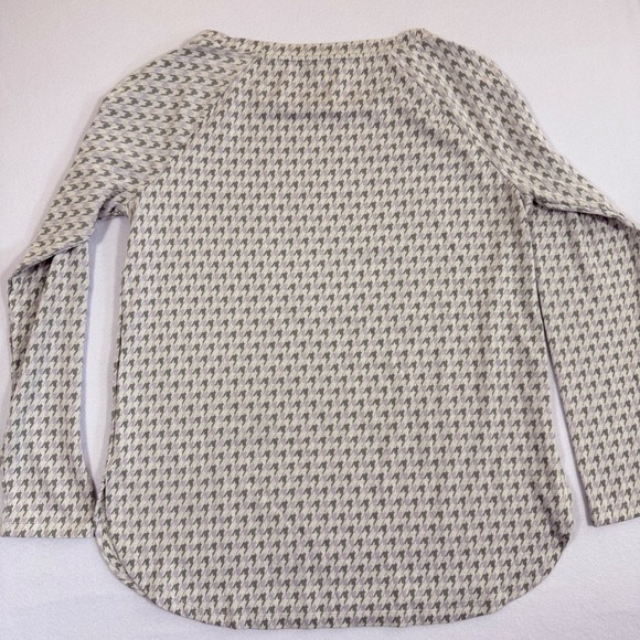 Ann Taylor Womens Houndstooth Raglan Long Sleeve Top Grey Purple Size L - Picture 7 of 8